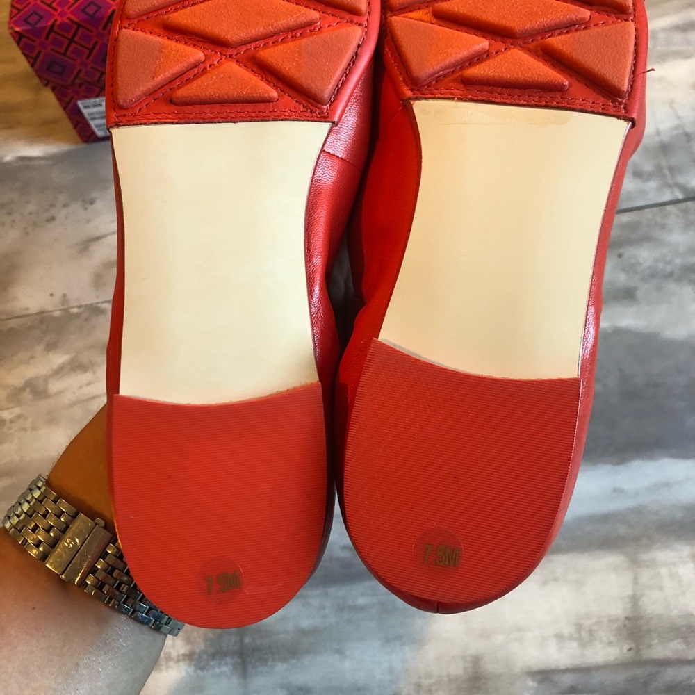 Tory Burch Divine Bow Driver Samba Orange flat ballet shoe size 7.5 - Picture 8 of 8